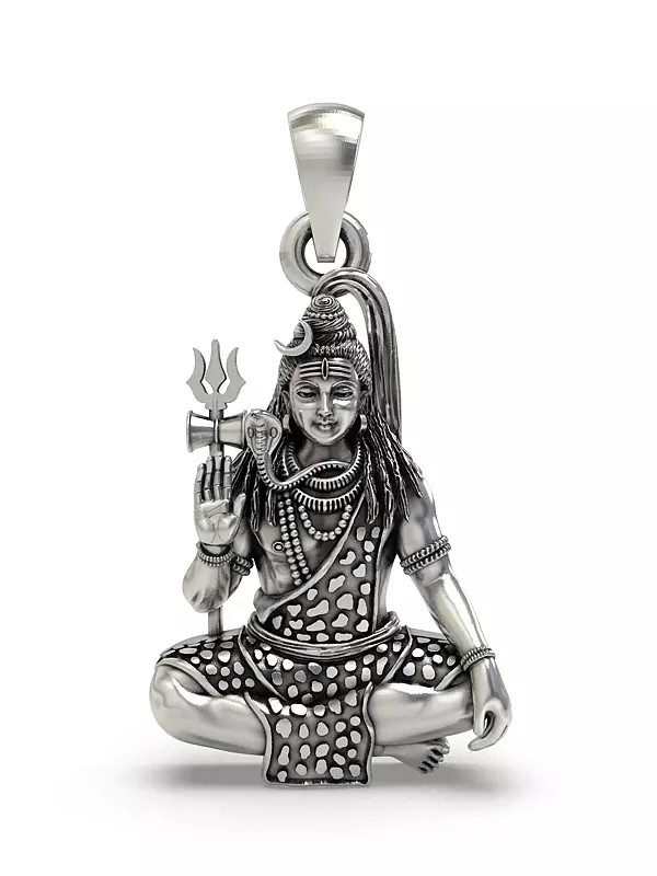 Blessing Lord Shiva Sterling Silver Pendant