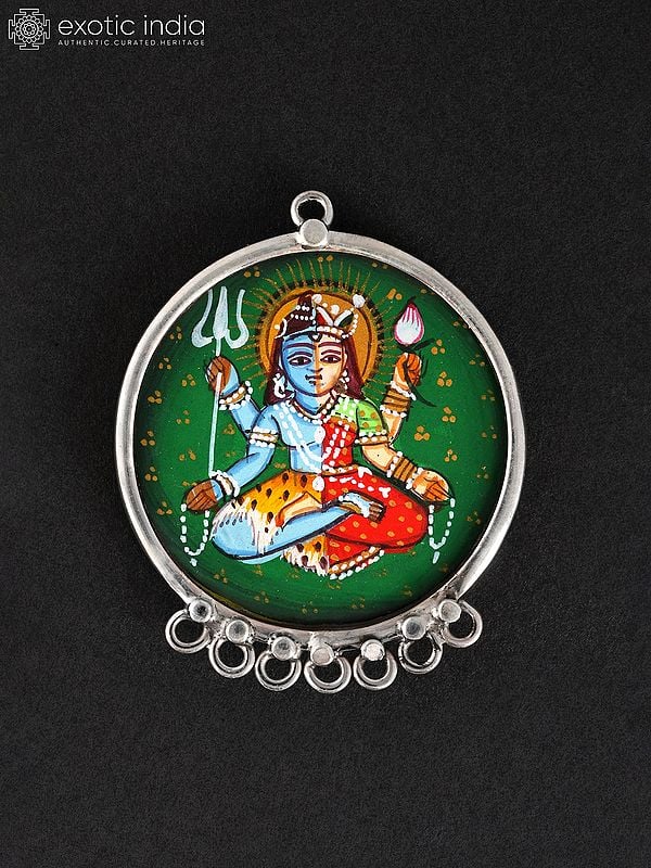 Hand-Painted Ardhanarishvara (Shiva Shakti) Pendant