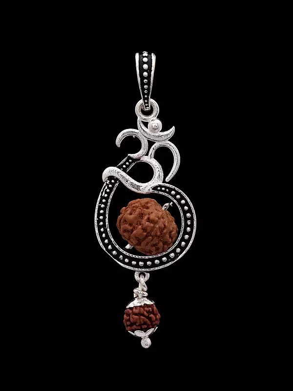 Om Rudraksha Sterling Silver Pendant