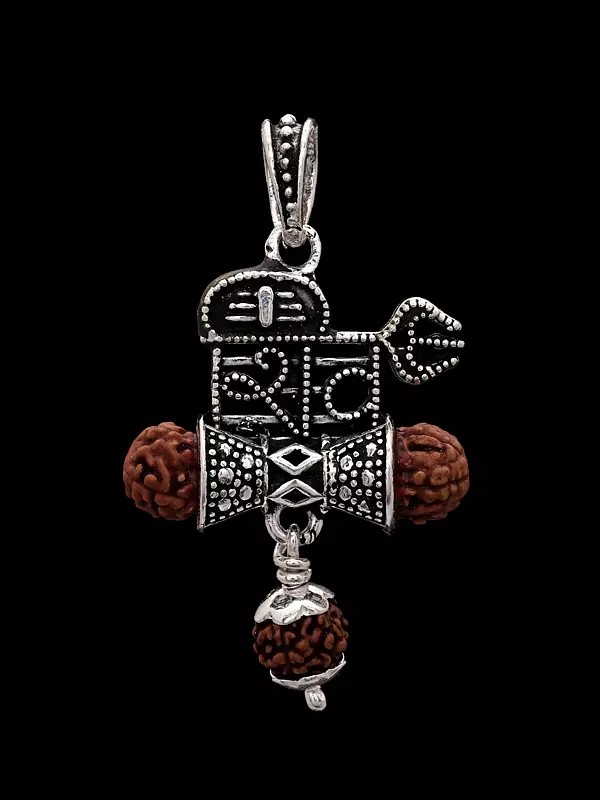 Shiva Trident Damru Pendant With Rudraksha