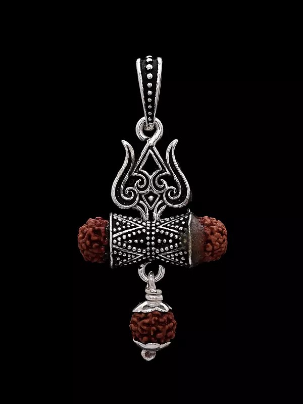 Trident Damru Pendant With Rudraksha