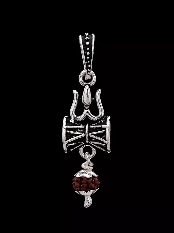 Trident Damru Pendant With Rudraksha