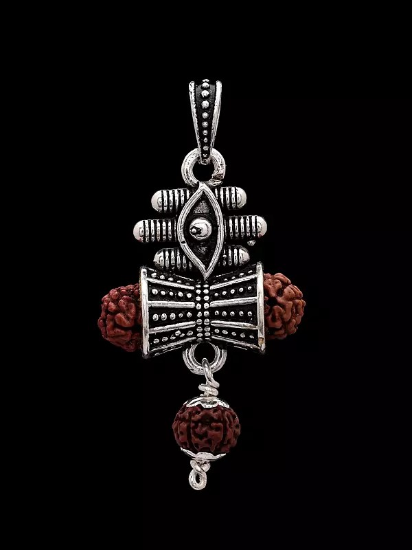 Rudraksha Damru and Lord Shiva Third Eye Pendant