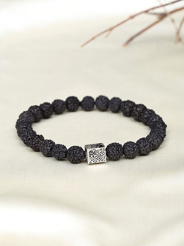 Elastic Black Rudraksha Bead Bracelet