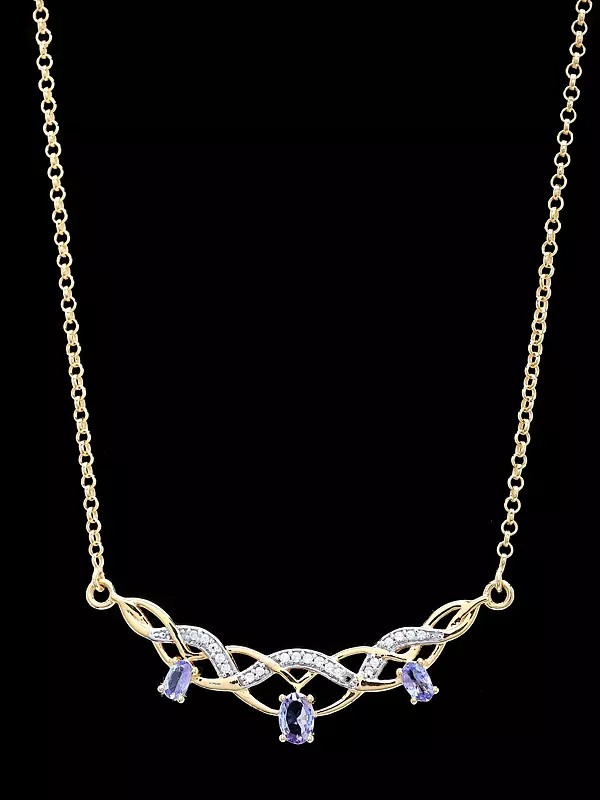 Interwoven Tanzanite Necklace with Golden Chain