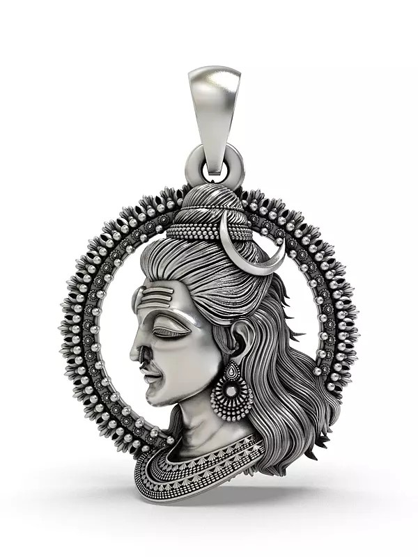 Lord Shiva Face Pendant with Ornate Halo