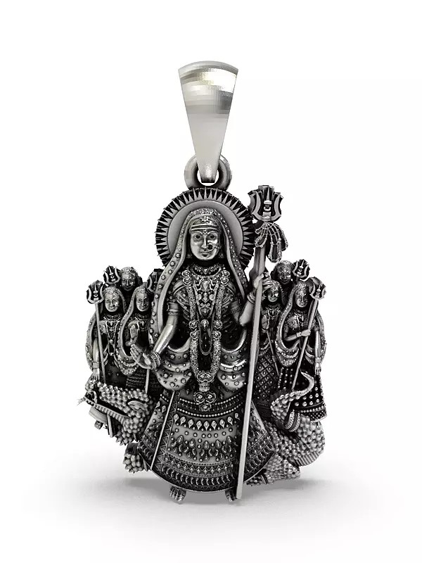 Hindu Folk Goddess Khodiyar Sterling Silver Pendant