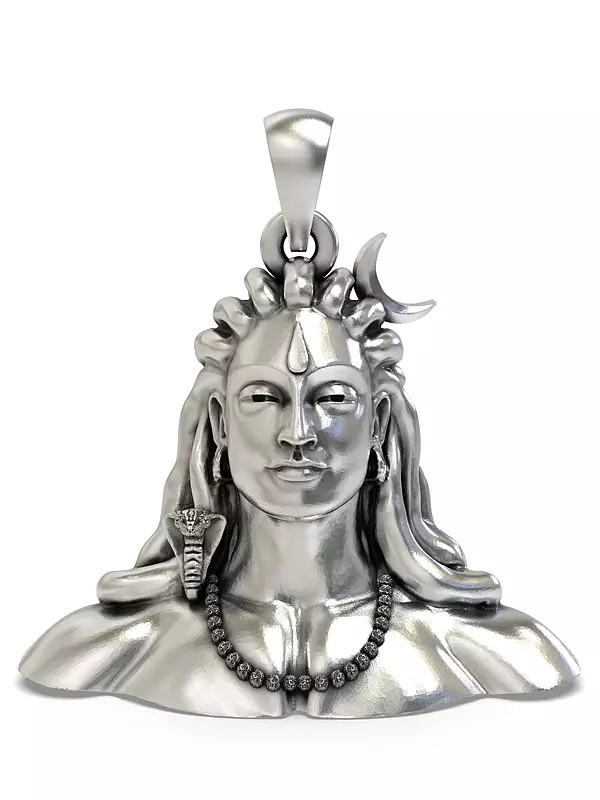 Adiyogi Shiva Bust Sterling Silver Pendant