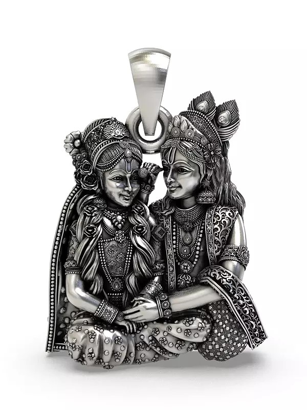 Ornate Radha Krishna Seated Pendant