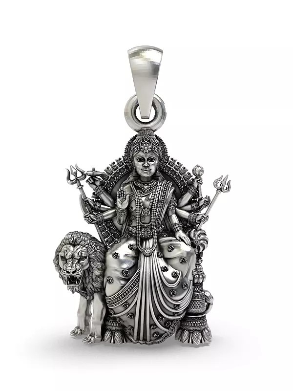 Goddess Durga Seated on Lion Throne Pendant