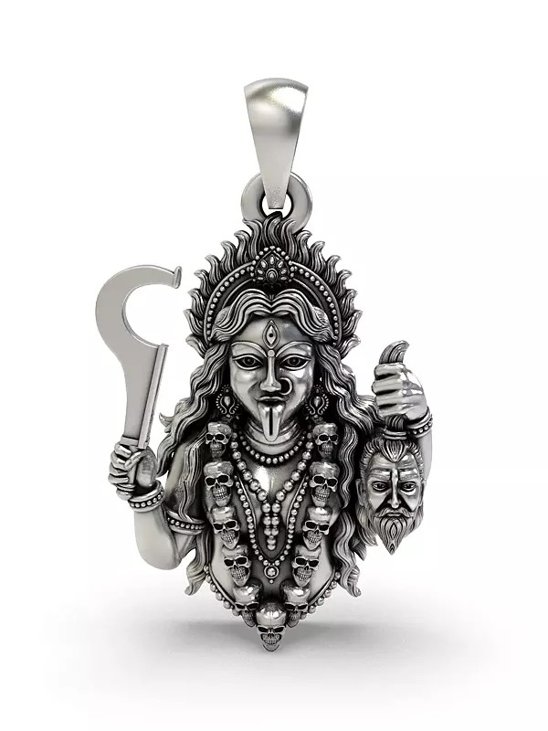 Fierce Goddess Kali Pendant with Skull Garland