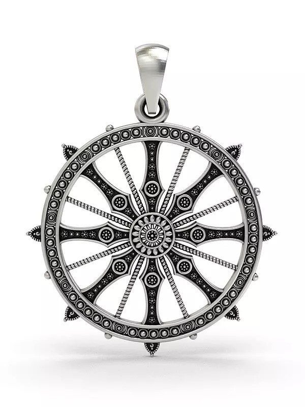 Konark Chakra Inspired Sterling Silver Pendant