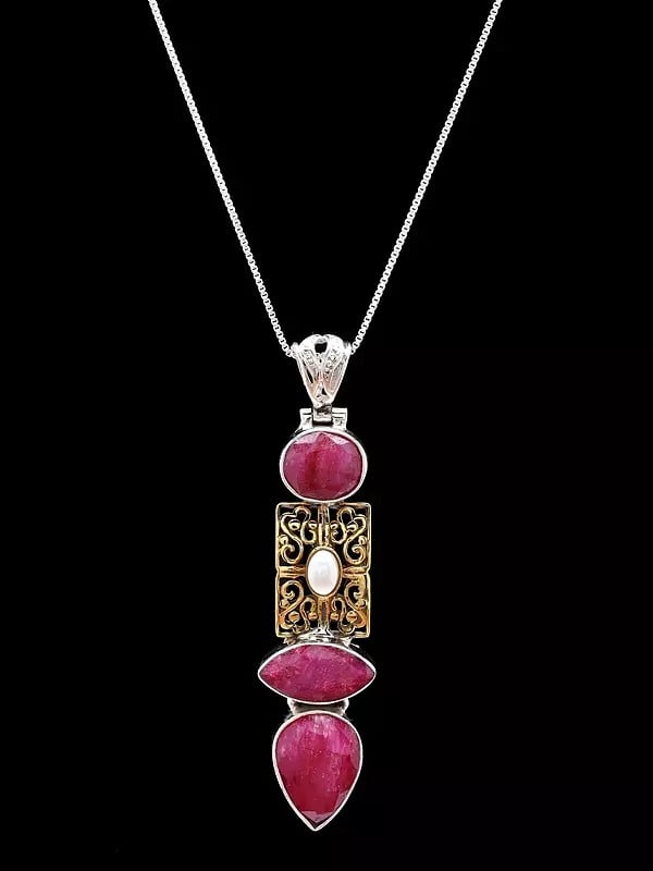 Sterling Silver Pendant with Faceted Ruby