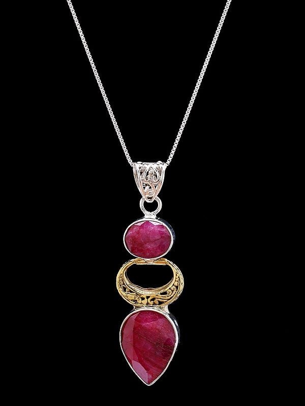 Ruby Gemstone Sterling Silver Pendant