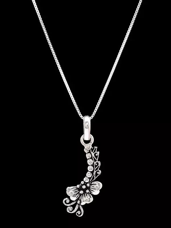 Designer Half Flower Sterling Silver Pendant