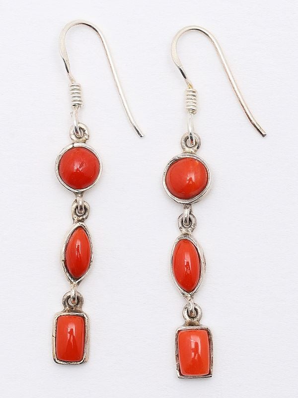 Coral Gemstone Dangle Earrings