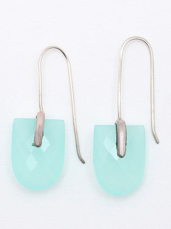 Faceted Aqua Chalcedony Drop Earrings