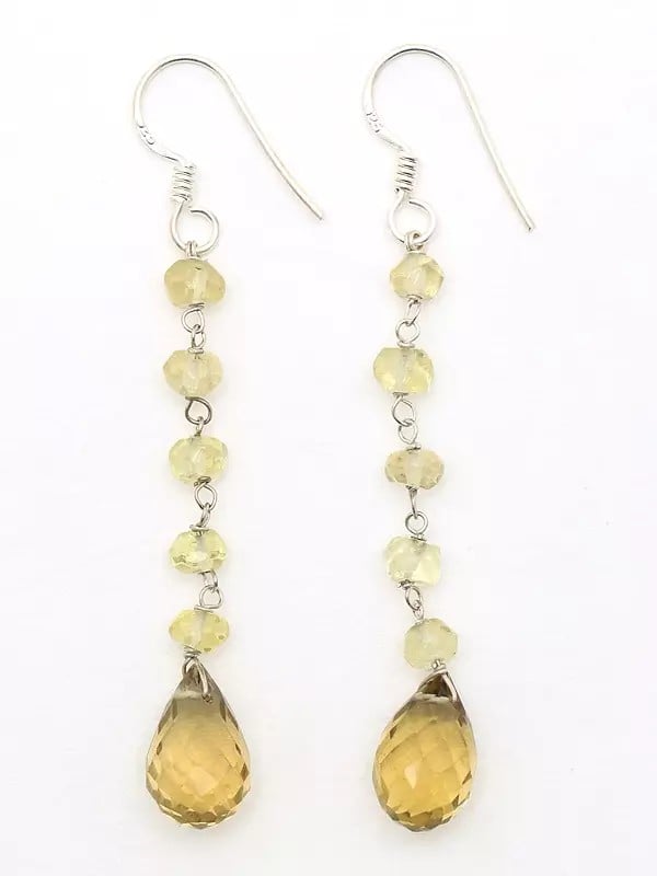 Sterling Silver Dangle Earrings with Citrine