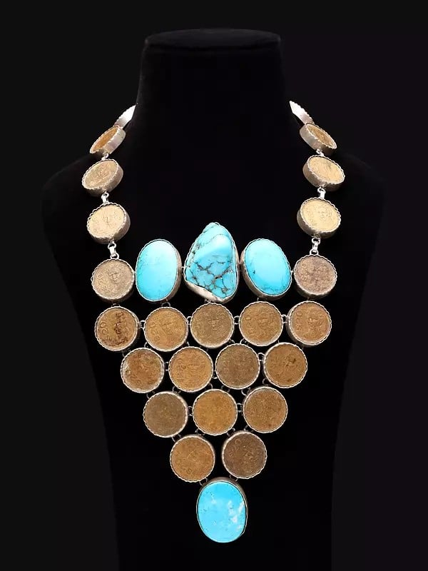 Mexico 20 Pesos Coin Necklace with Tibetan Turquoise