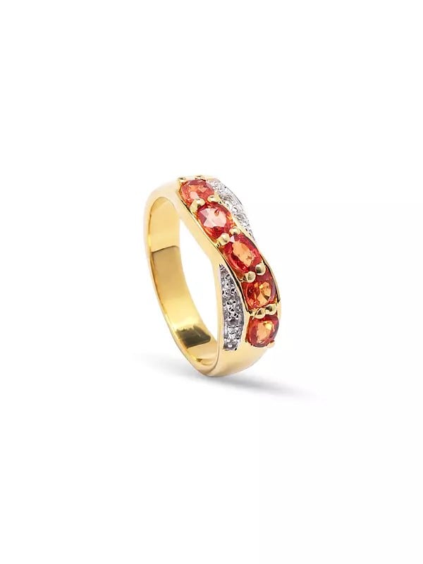 Gold Plated Sterling Silver Ring with Faceted Orange Sapphire