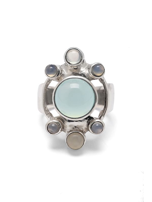 Sterling Silver Ring with Aqua Chalcedony