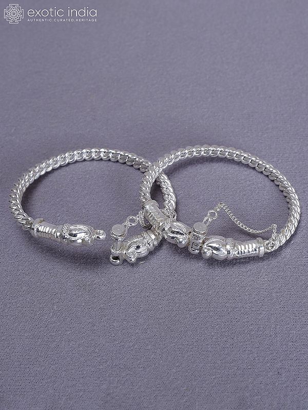 Set Of 2 Pure Silver Designer Bala From Nepal