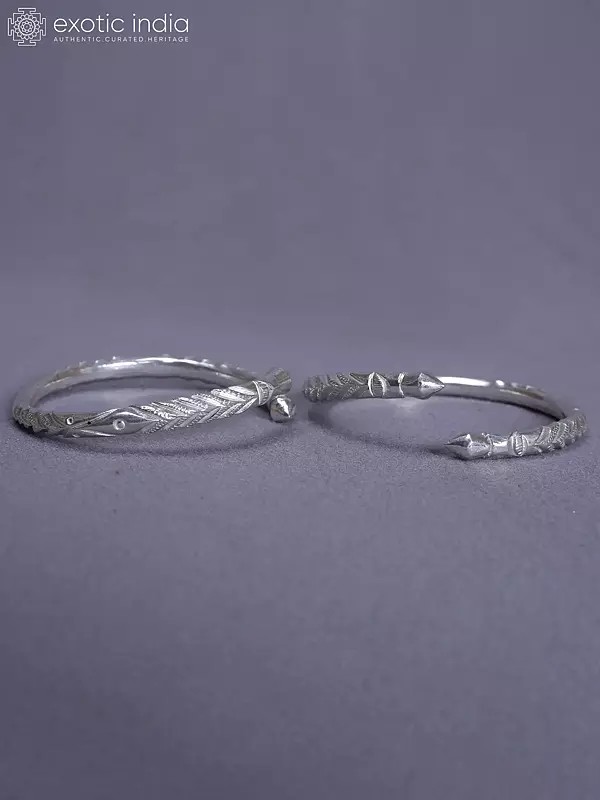 Engraved Designer Pure Silver Set Of 2 Bala From Nepal