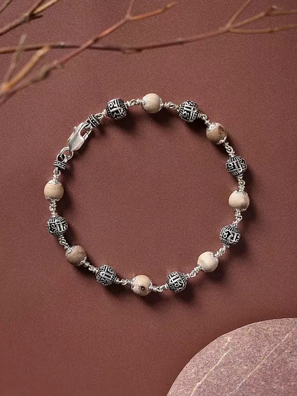 Genuine Certified Tulsi and Shri Hari Sterling Silver Beads Bracelet