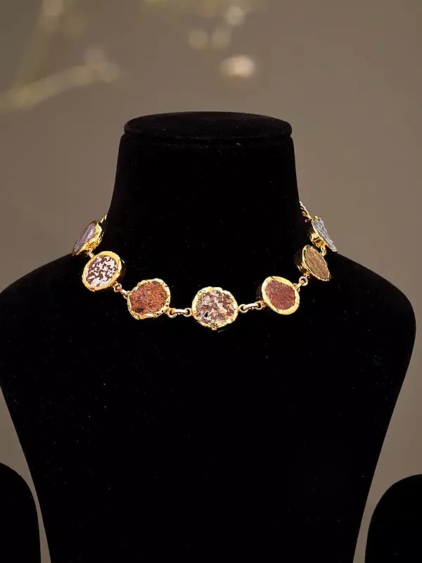 Round Raw Stone Necklace