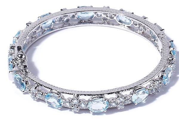 Faceted Blue Topaz Bracelet with Cubic Zirconia