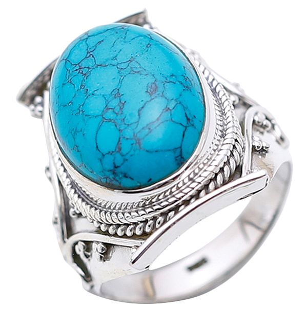 Reconstituted Turquoise Oval Ring