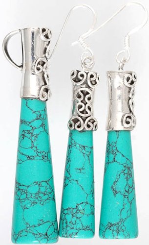 Inlay Pencil Pendant with Matching Earrings Set