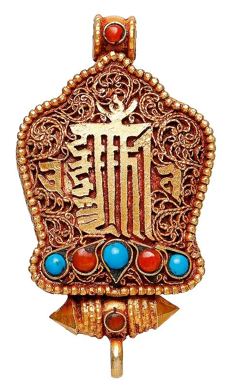 Gau Box Pendant with The Ten Powerful Syllables of The Kalachakra Mantra at Front