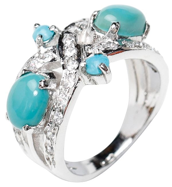 Turquoise Ring with Cubic Zirconia