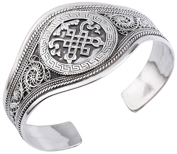 Endless-Knot (Ashtamangala) Cuff Bracelet (Adjustable Size)