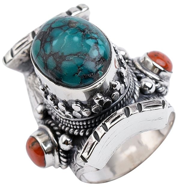 Big Turquoise Coral Ring