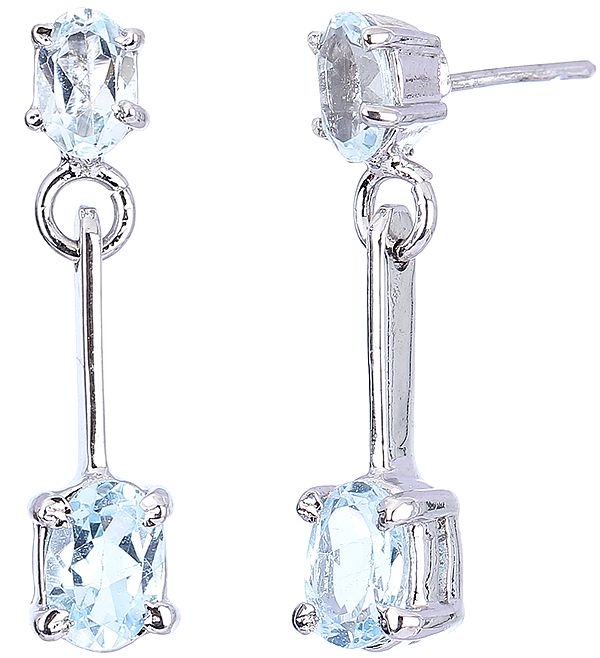 Sterling Silver Earrings with Blue Topaz