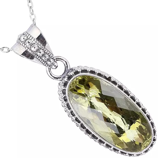 Oval Citrine Pendant Necklace in Sterling Silver