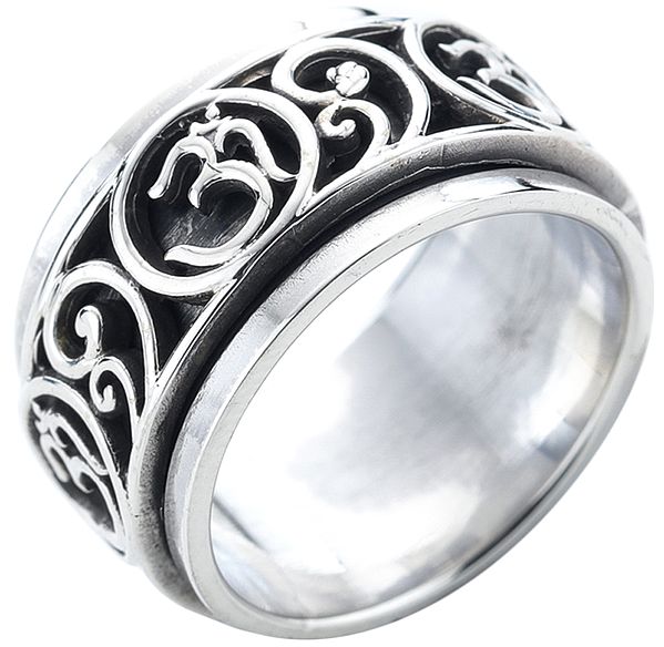 OM (AUM) Sterling Silver Meditation Spinner Ring