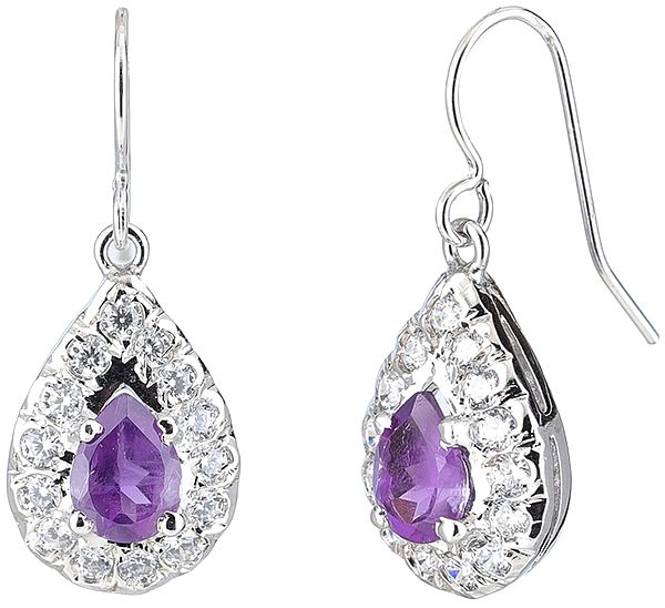 Sterling Silver Earrings Studded with Semi-Precious Gemstones