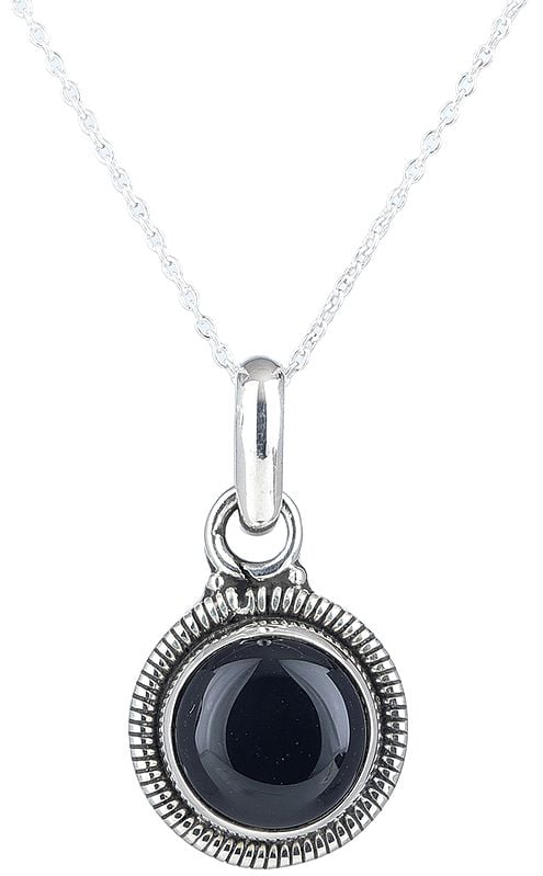Sterling Silver Pendant with Round Gemstone