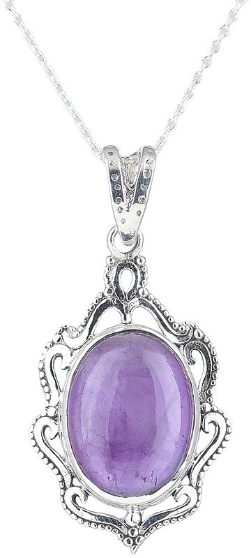 Sterling Silver Pendant with Oval Gemstone
