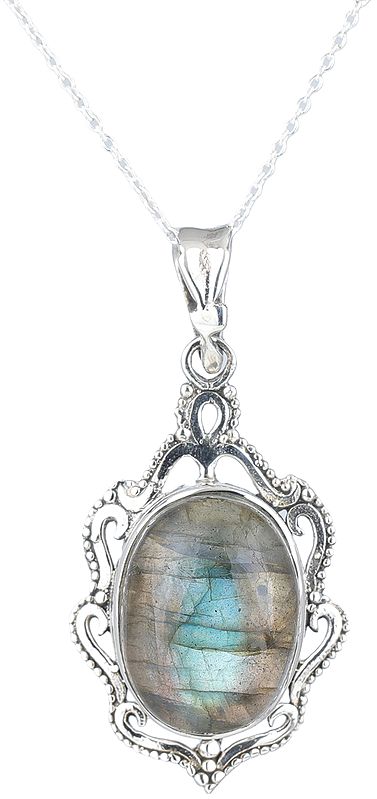 Sterling Silver Pendant with Oval Gemstone