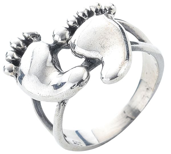 Lord Krishna's Feet Sterling Silver Ring