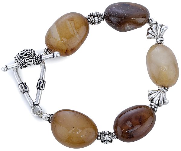 Sterling Silver Bracelet with Chunky Agate Tumbles