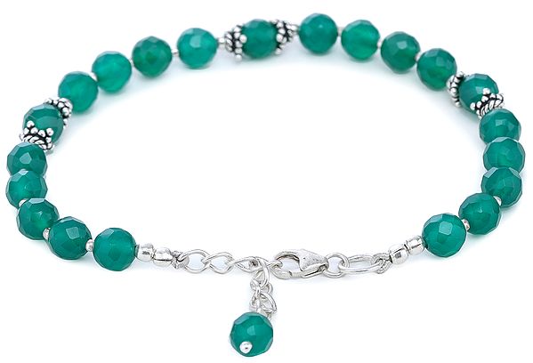 Green-Onyx Bracelet with Sterling Silver Beads