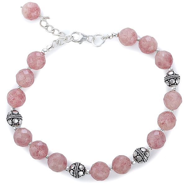 Rose-Quartz Bracelet with Sterling Silver Beads