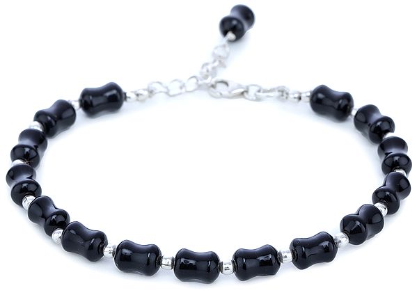 Black Onyx Spindle Bracelet with Sterling Silver