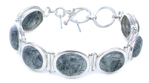 Rutilated Beads in Sterling Silver Bracelet