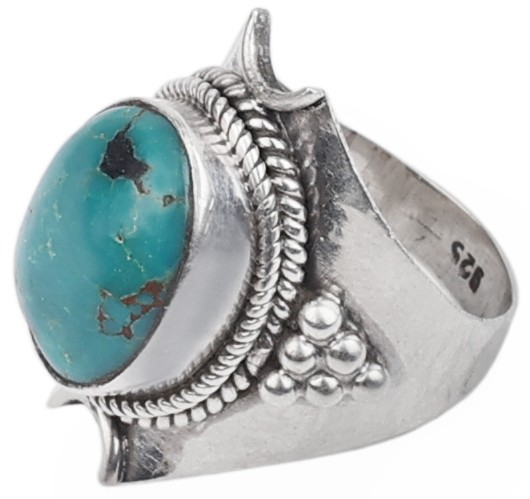 Fine Turquoise Ring With Sterling Silver
